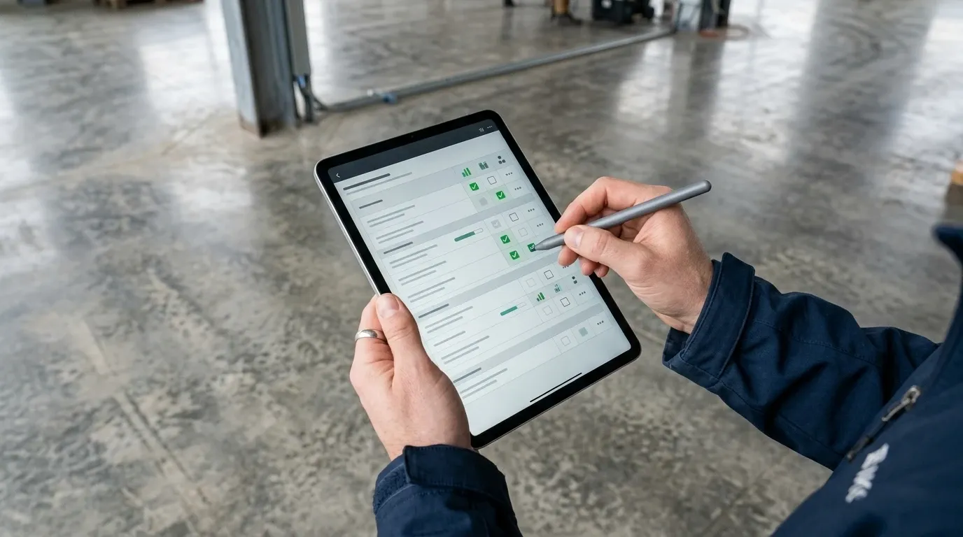 Mängelnotiz auf dem Tablet